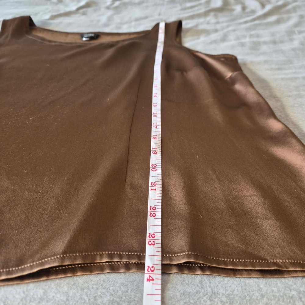 Eileen Fisher 100% Silk Satin Plus Size Minimalist Chic Bronze Brown Tank Top 1X - Picture 11 of 11